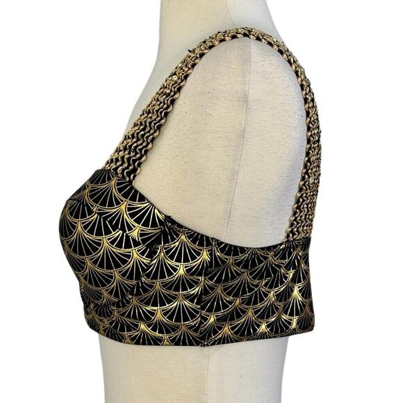 Sirencore Mermaid Metallic Gold Crop Bra Top Festival Cage Club Party Rave Sz M - Picture 7 of 11